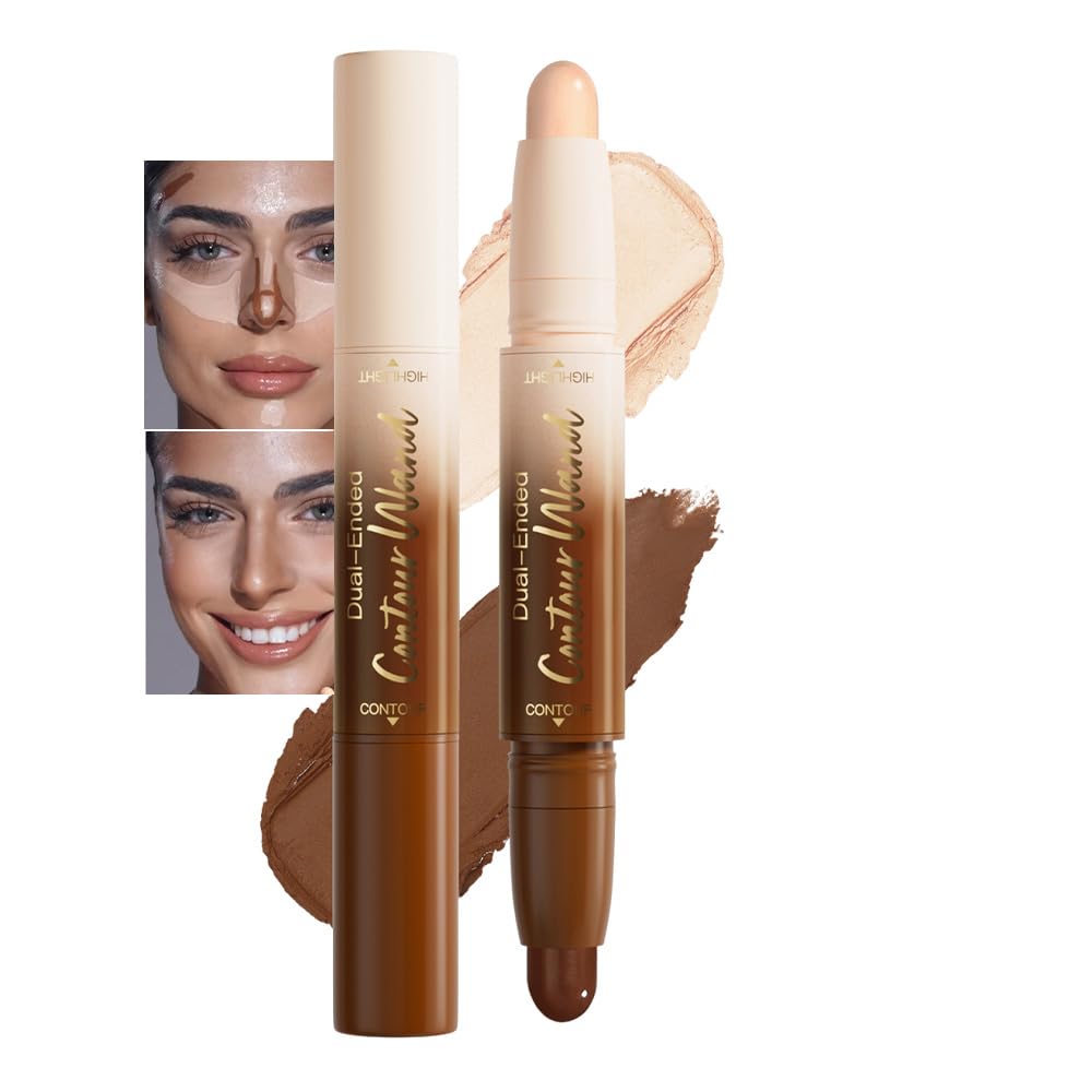 2 in 1 Contour Stick Waterproof Bronzer Highlighter, 26-Deep rich