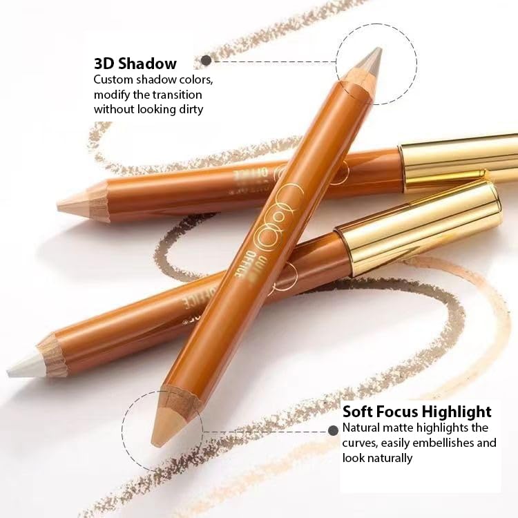 1 PC Double Ends Contour Pencil Highlighter, Multi Functional Facial Contour Highlighter Pencil(01#, 5g)