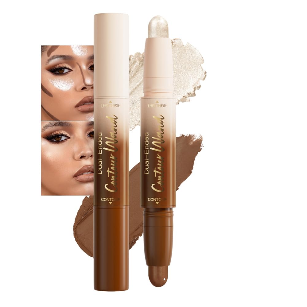 2 in 1 Contour Stick Waterproof Bronzer Highlighter, 26-Deep rich