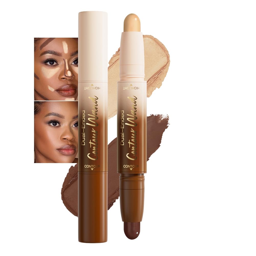 2 in 1 Contour Stick Waterproof Bronzer Highlighter, 26-Deep rich