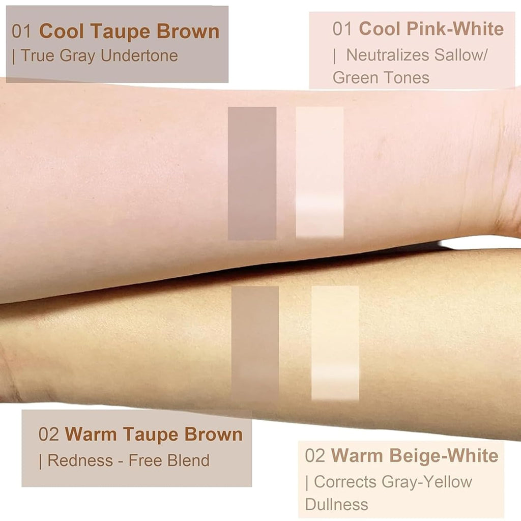 2pcs Cool Toned Liquid Contour Stick，Nose Contour with Brush for Fair Pale Light Olive and Bronzer Gray Skin, Cream Blendable Lightweight Ultra-Blendable, Long Wear（Grey+Brown）