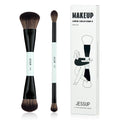 Jessup Makeup Brushes Set 10pcs, Double Sided Foundation Contour Blush Highlight Blending Eyebrow Brush Eyeshadow Eyeliner Concealer Brush, Bright Cyan Cruelty Free Cosmetic Tools T500