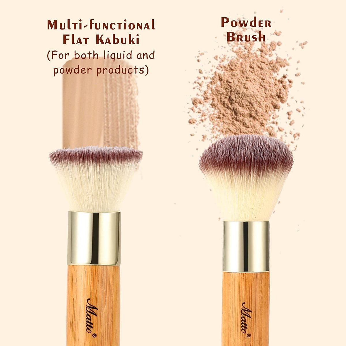 Matto 2-Piece Short Makeup Brush Set with Powder and Foundation Brushes