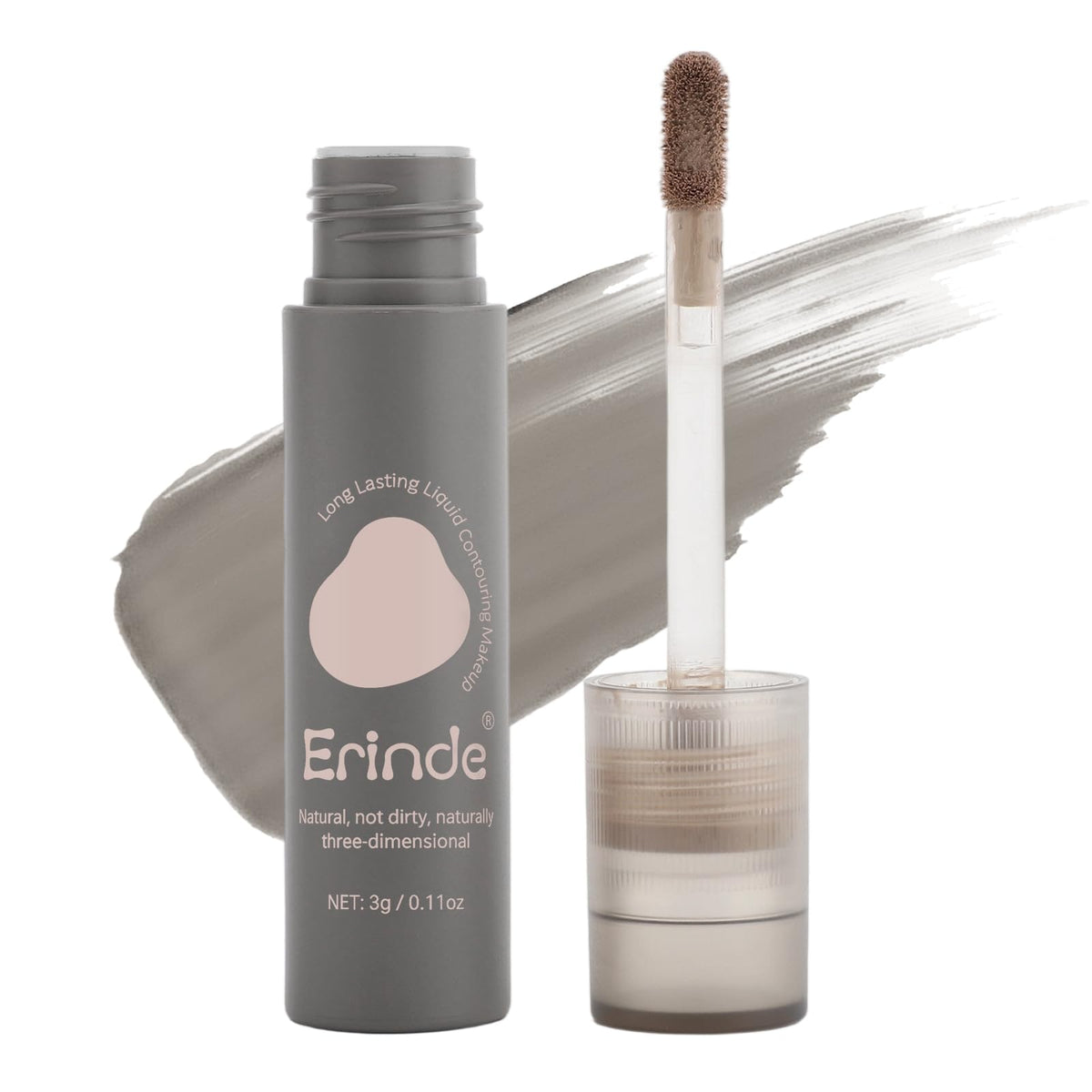 Erinde Liquid Contour Stick – Warm Toned Natural Brown Cream Bronzer for Face Definition, Soft Silky Texture with Buildable Coverage, Long Lasting Contour Makeup, Vegan & Cruelty-Free, 202