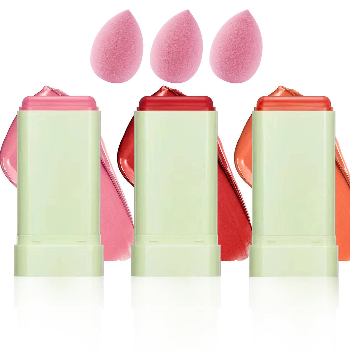 Cream Blush Stick with Brush,Waterproof Multi Cream Makeup Stick,Lightweight,Long-lasting,2 in 1 Multi Blush for Cheeks & Lip Tint & Eyeshadow Makeup(#01 Milk Tea Pink)