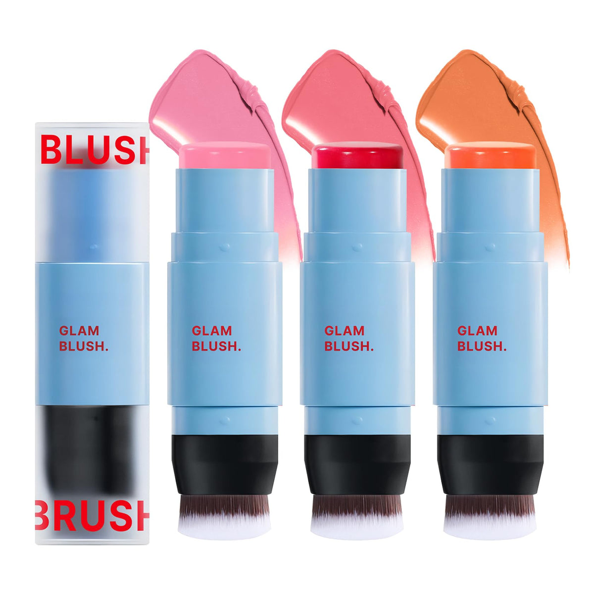 Cream Blush Stick with Brush,Waterproof Multi Cream Makeup Stick,Lightweight,Long-lasting,2 in 1 Multi Blush for Cheeks & Lip Tint & Eyeshadow Makeup(#01 Milk Tea Pink)