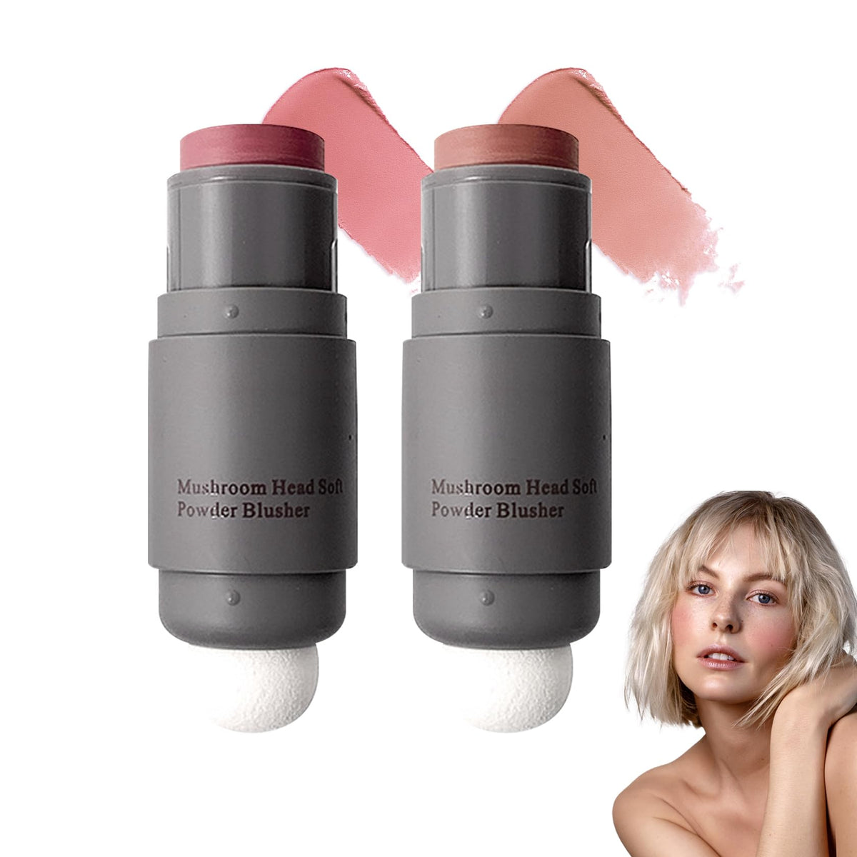 Cream Blush Stick with Brush,Waterproof Multi Cream Makeup Stick,Lightweight,Long-lasting,2 in 1 Multi Blush for Cheeks & Lip Tint & Eyeshadow Makeup(#01 Milk Tea Pink)