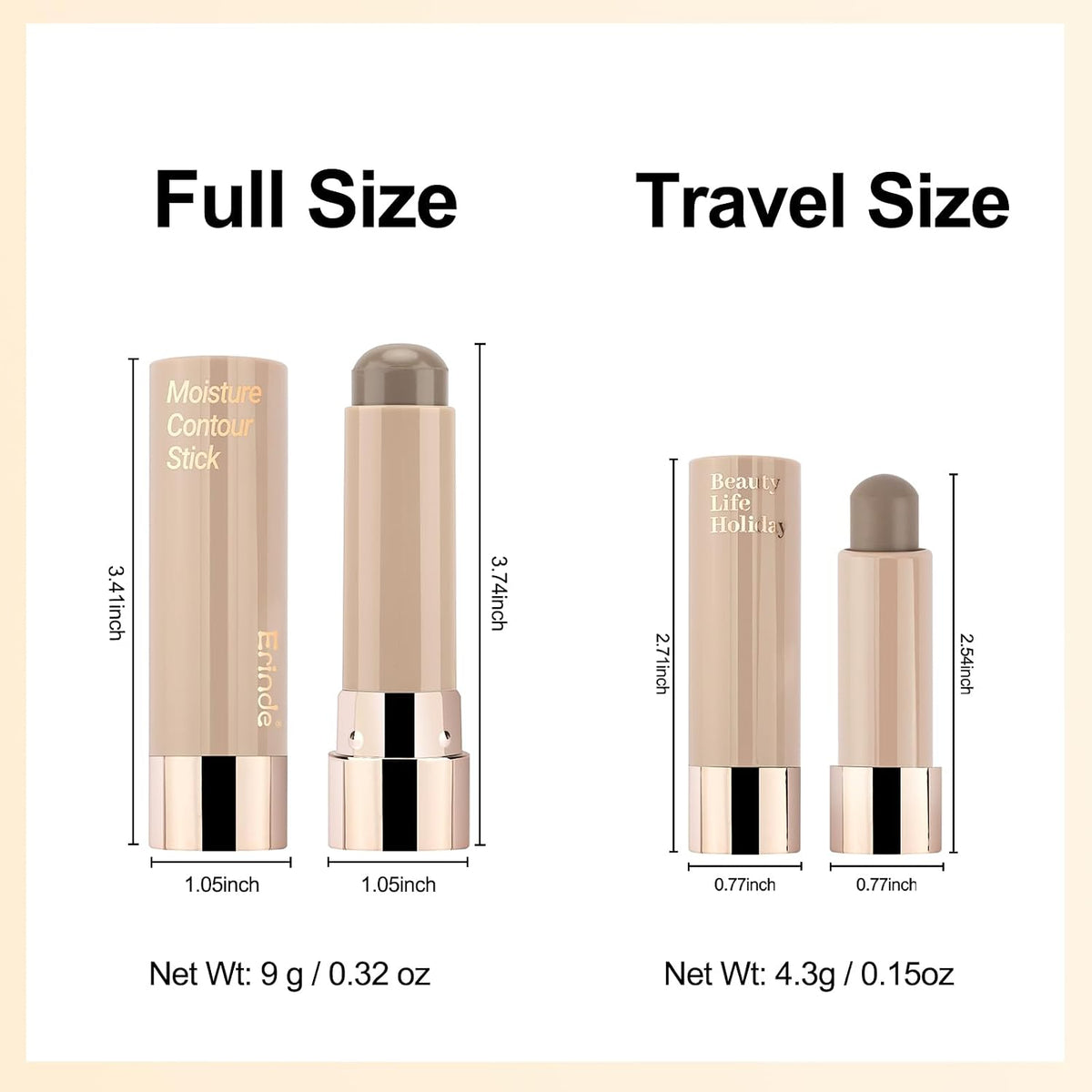Erinde Cool Toned Contour Stick for Fair Skin, Large Capacity Grey Brown Cream Contour Makeup Stick, Smooth Blendable Matte Bronzer, Waterproof & Long Lasting Face Shaping Nose Contouring Sticks