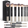 MAANGE 13 PCS Makeup Brushes Professional Make Up Brushes Premium Synthetic Powder Concealers Brushes Travel Makeup Brush Set with Case (Coffee)