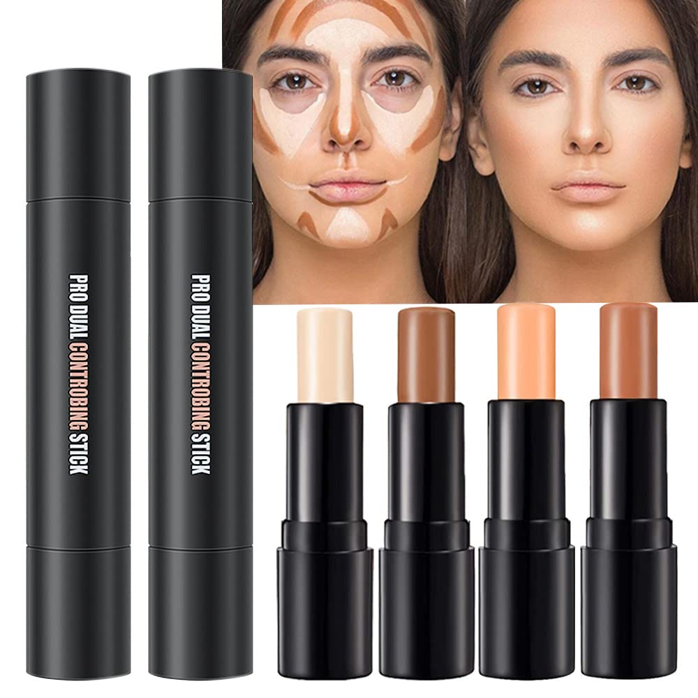 4 Colors Face Highlight and Contour Cream Sticks Kit,Primer Corrector,1#,3#