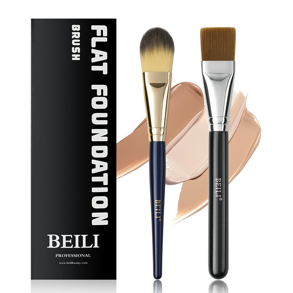 BEILI Foundation Brush Set for Liquid, Cream & Powder, Flat Face Makeup Brush for Mask & Concealer, Buffing Blending Tools, Premium Professional Makeup Brushes