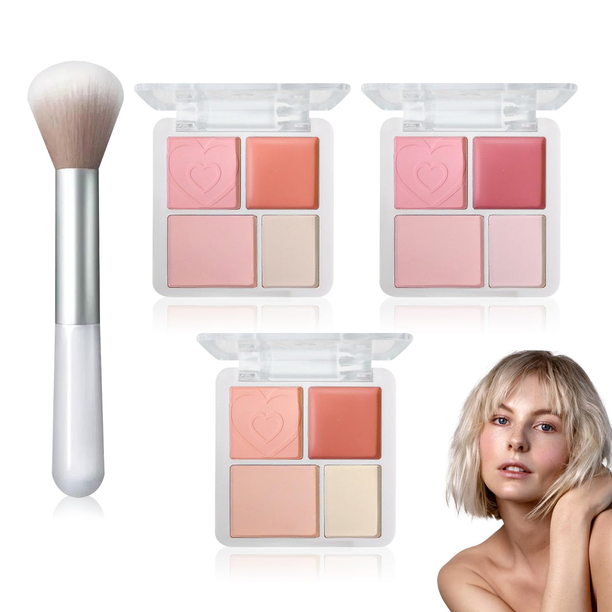 Cream Blush Stick with Brush,Waterproof Multi Cream Makeup Stick,Lightweight,Long-lasting,2 in 1 Multi Blush for Cheeks & Lip Tint & Eyeshadow Makeup(#01 Milk Tea Pink)