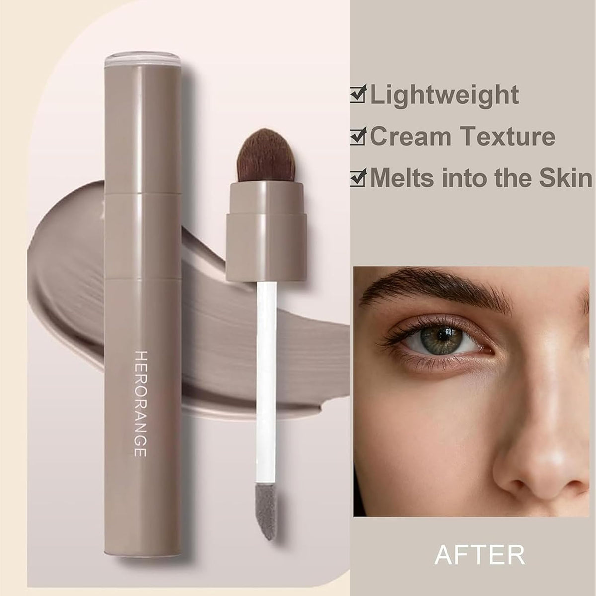 2pcs Cool Toned Liquid Contour Stick，Nose Contour with Brush for Fair Pale Light Olive and Bronzer Gray Skin, Cream Blendable Lightweight Ultra-Blendable, Long Wear（Grey+Brown）