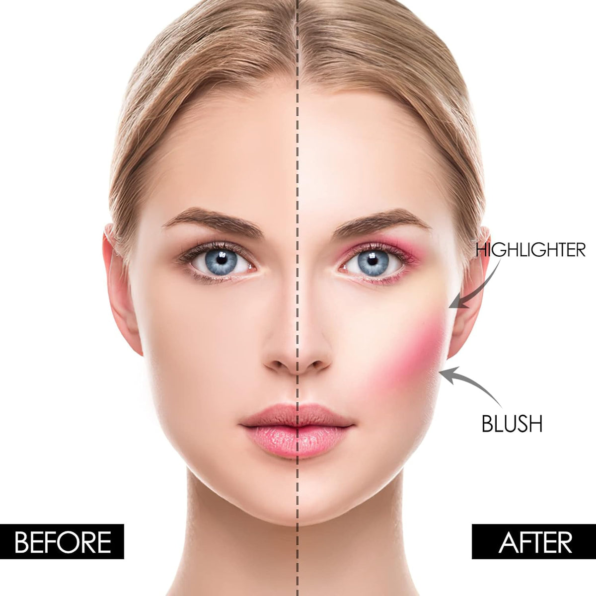 FOCALLURE Blush and Highlighter Palette,3 in 1 Makeup Powder, Cruelty-Free Matte, Shimmer Illuminator for a Glowing Look,#03
