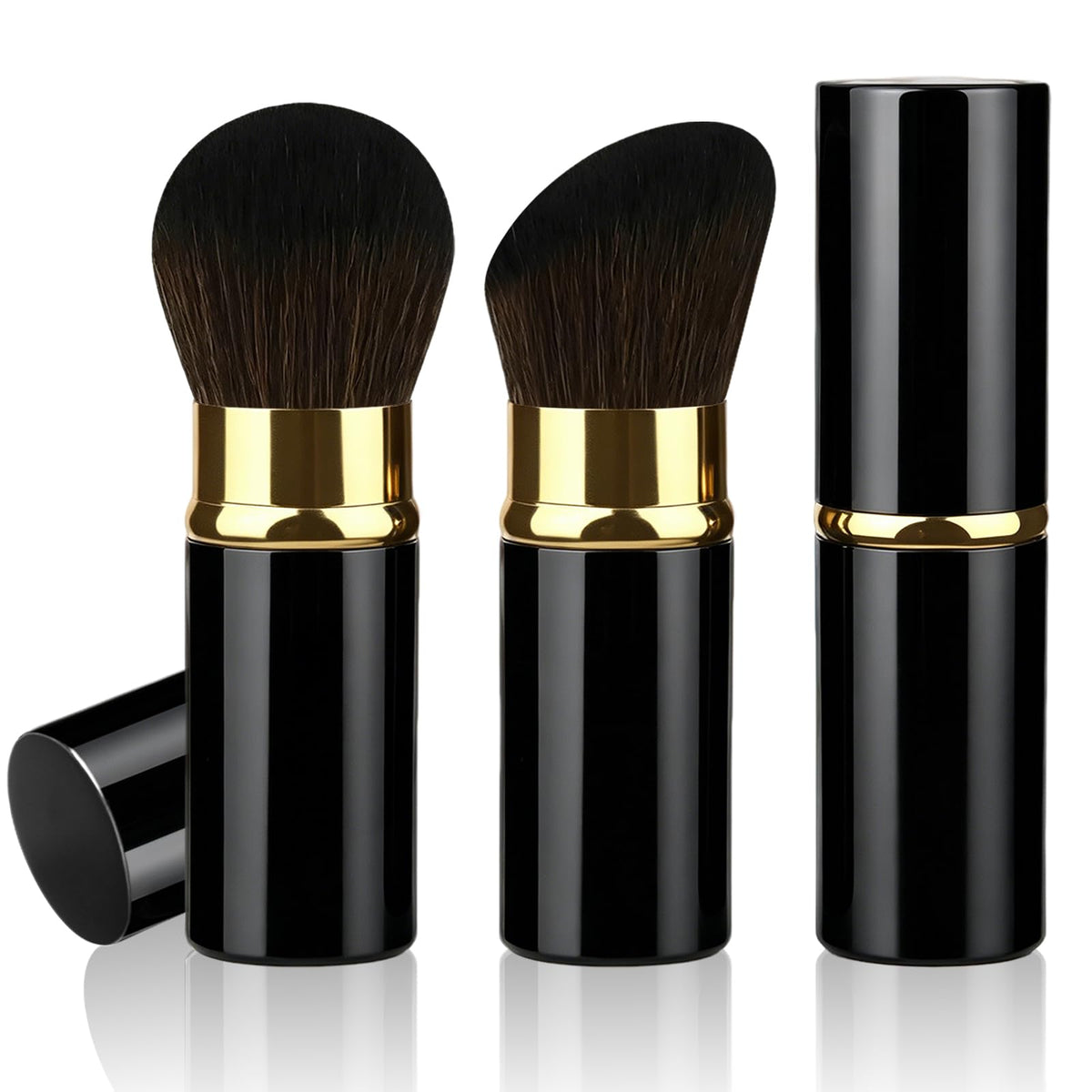 Retractable Kabuki Brushes, 2 Pack Travel Powder Face Makeup Brush Set