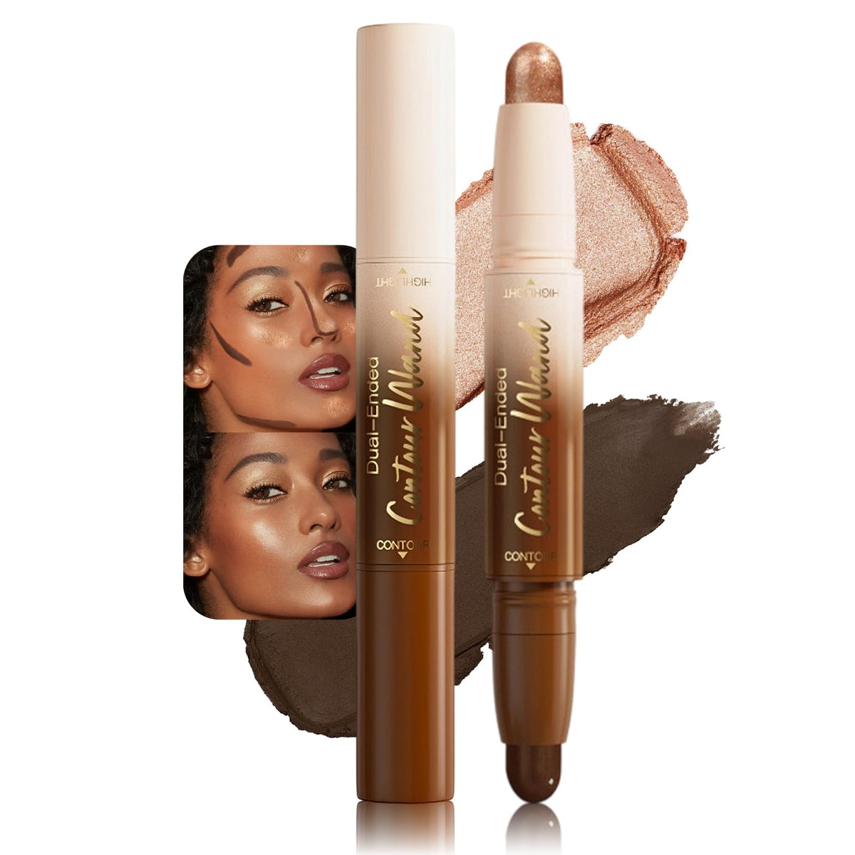 Erinde Cool Toned Contour Stick for Fair Skin, Large Capacity Grey Brown Cream Contour Makeup Stick, Smooth Blendable Matte Bronzer, Waterproof & Long Lasting Face Shaping Nose Contouring Sticks