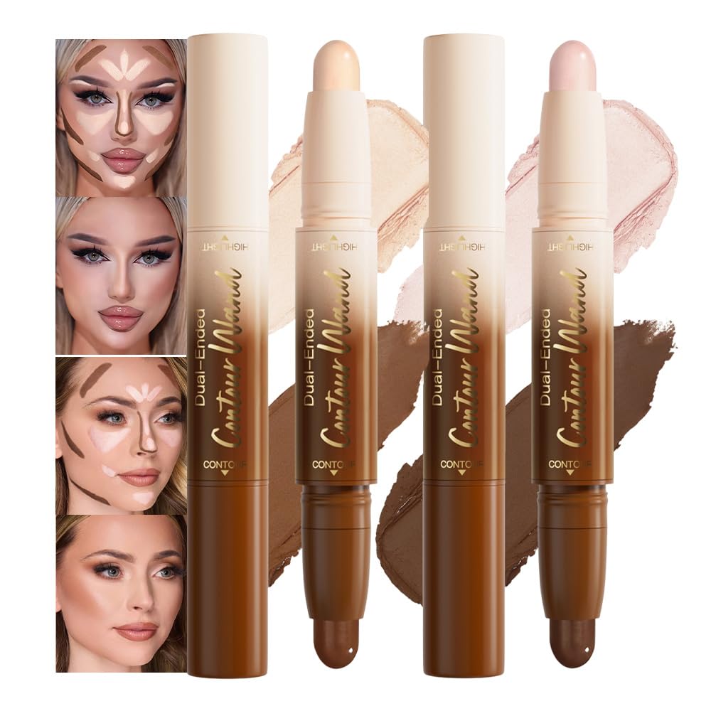 2 in 1 Contour Stick Waterproof Bronzer Highlighter, 26-Deep rich