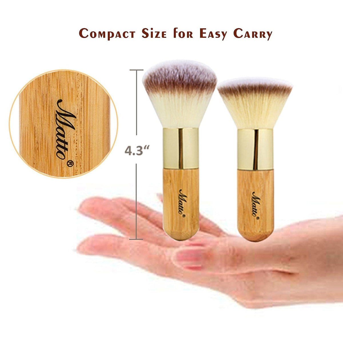 Matto 2-Piece Short Makeup Brush Set with Powder and Foundation Brushes