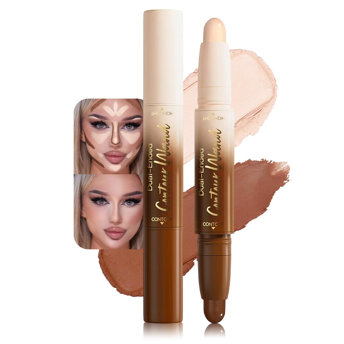 Erinde Cool Toned Contour Stick for Fair Skin, Large Capacity Grey Brown Cream Contour Makeup Stick, Smooth Blendable Matte Bronzer, Waterproof & Long Lasting Face Shaping Nose Contouring Sticks
