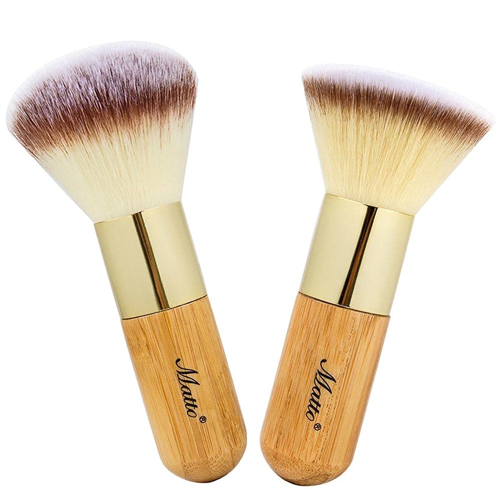 Matto 2-Piece Short Makeup Brush Set with Powder and Foundation Brushes