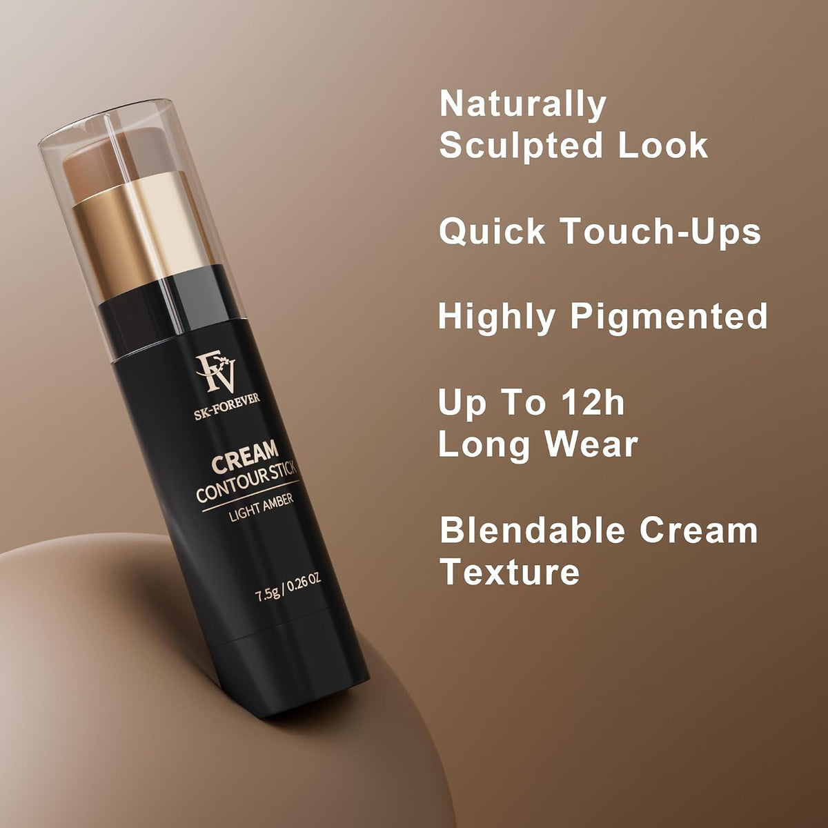 FV Cool Toned Contour Stick, Creamy & Blendable Formula, Highly Pigmented, Long-Lasting for a Natural, Waterproof Finish, Face Sculpting Makeup for Fair/Light Skin, Beginner Friendly, 01 Amber