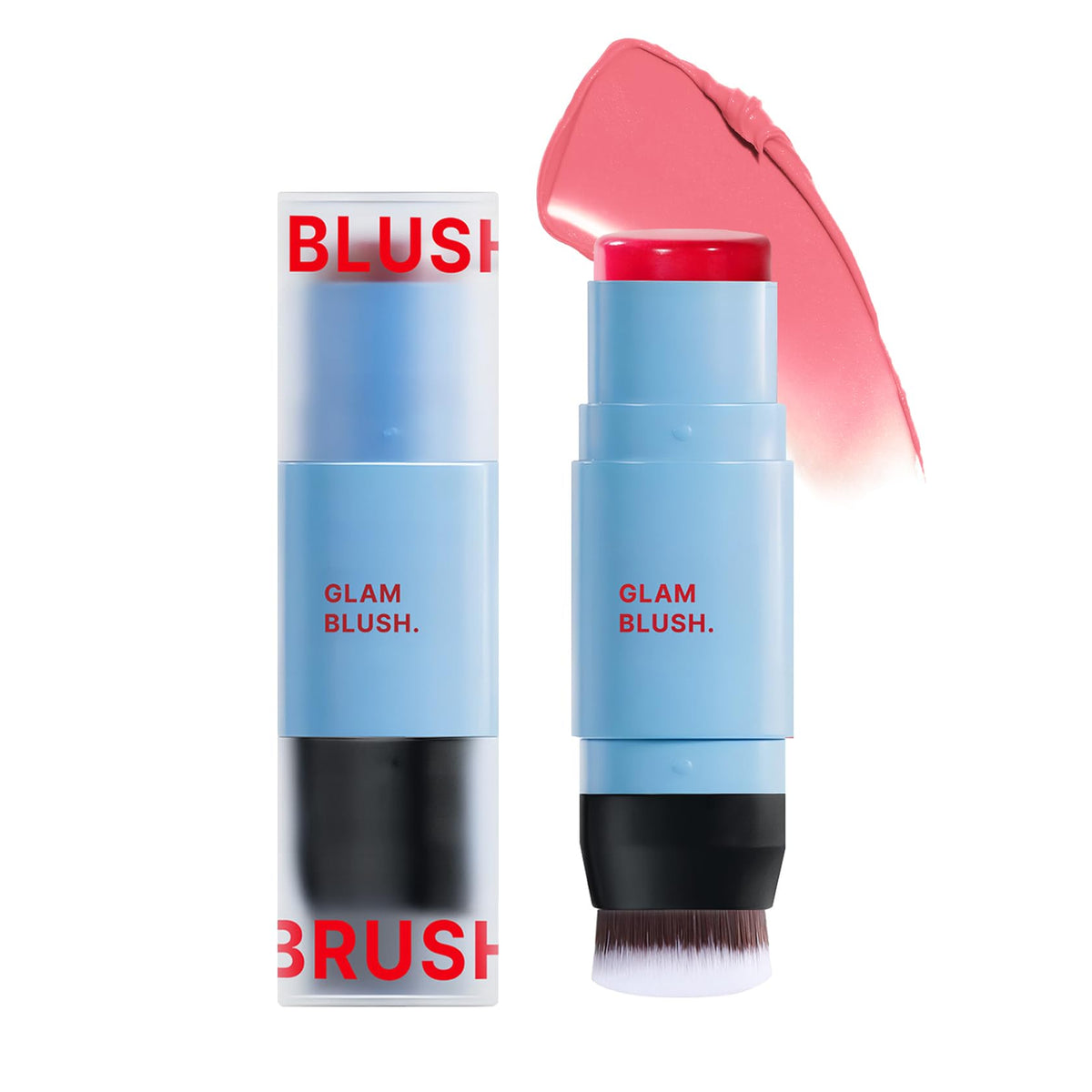Cream Blush Stick with Brush,Waterproof Multi Cream Makeup Stick,Lightweight,Long-lasting,2 in 1 Multi Blush for Cheeks & Lip Tint & Eyeshadow Makeup(#01 Milk Tea Pink)