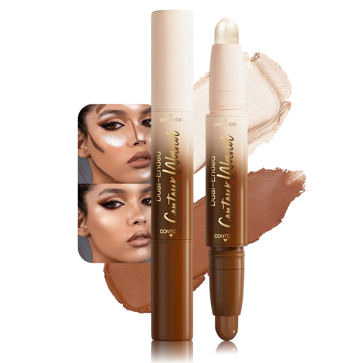Erinde Cool Toned Contour Stick for Fair Skin, Large Capacity Grey Brown Cream Contour Makeup Stick, Smooth Blendable Matte Bronzer, Waterproof & Long Lasting Face Shaping Nose Contouring Sticks