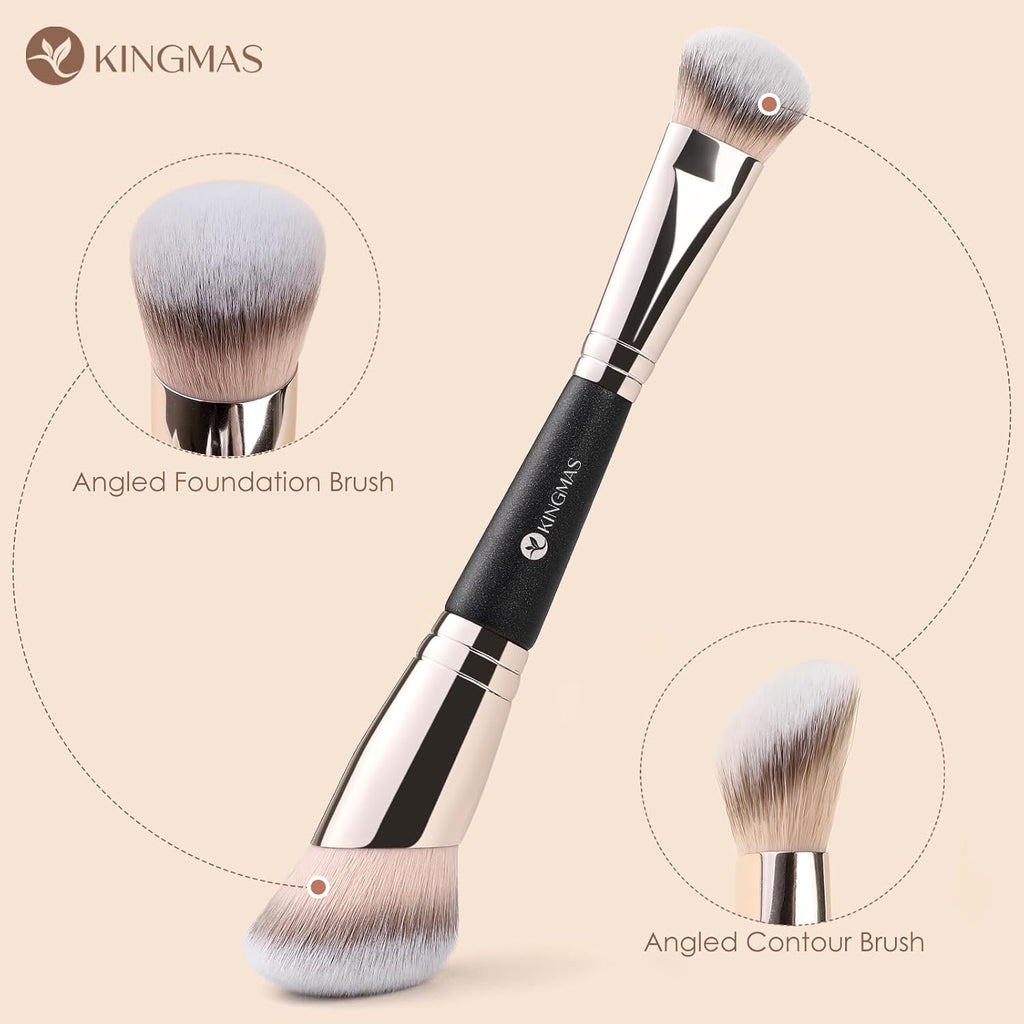 KINGMAS Foundation Concealer Brushes, 2Pcs Premium Duo-End Makeup Brush Set