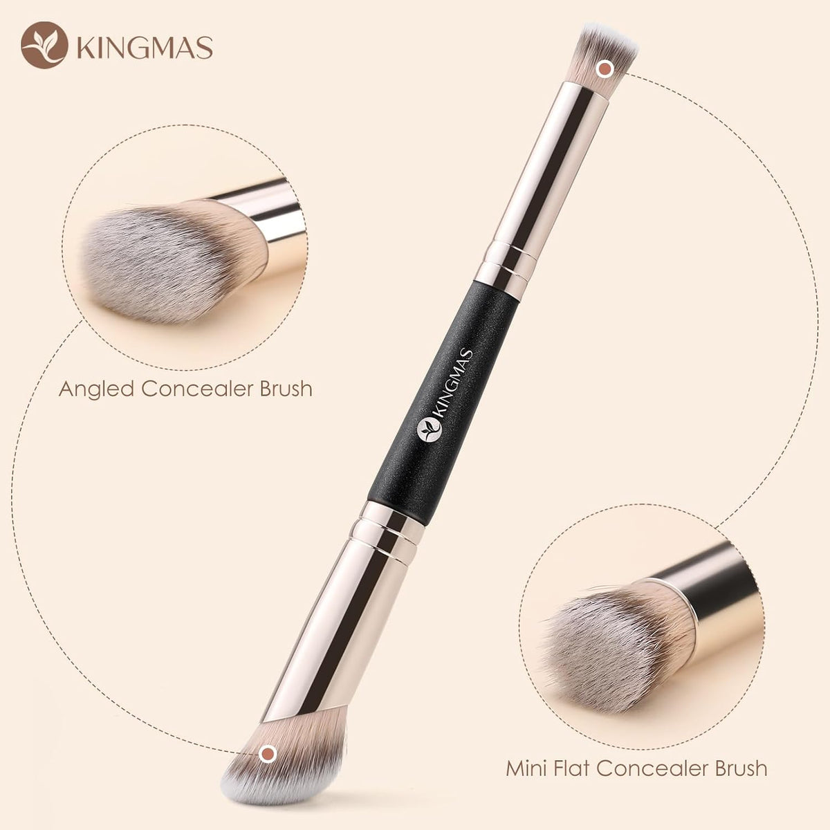 KINGMAS Foundation Concealer Brushes, 2Pcs Premium Duo-End Makeup Brush Set