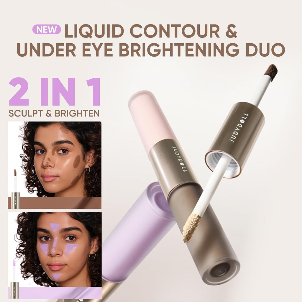 JUDYDOLL Cool Toned Contour Liquid Contour & Under Eye Brightening,Highlighter,Buildable, Ultra-Blendable Contour, Fcae Contouring Liquid (01 Fair With Cool Undertones)
