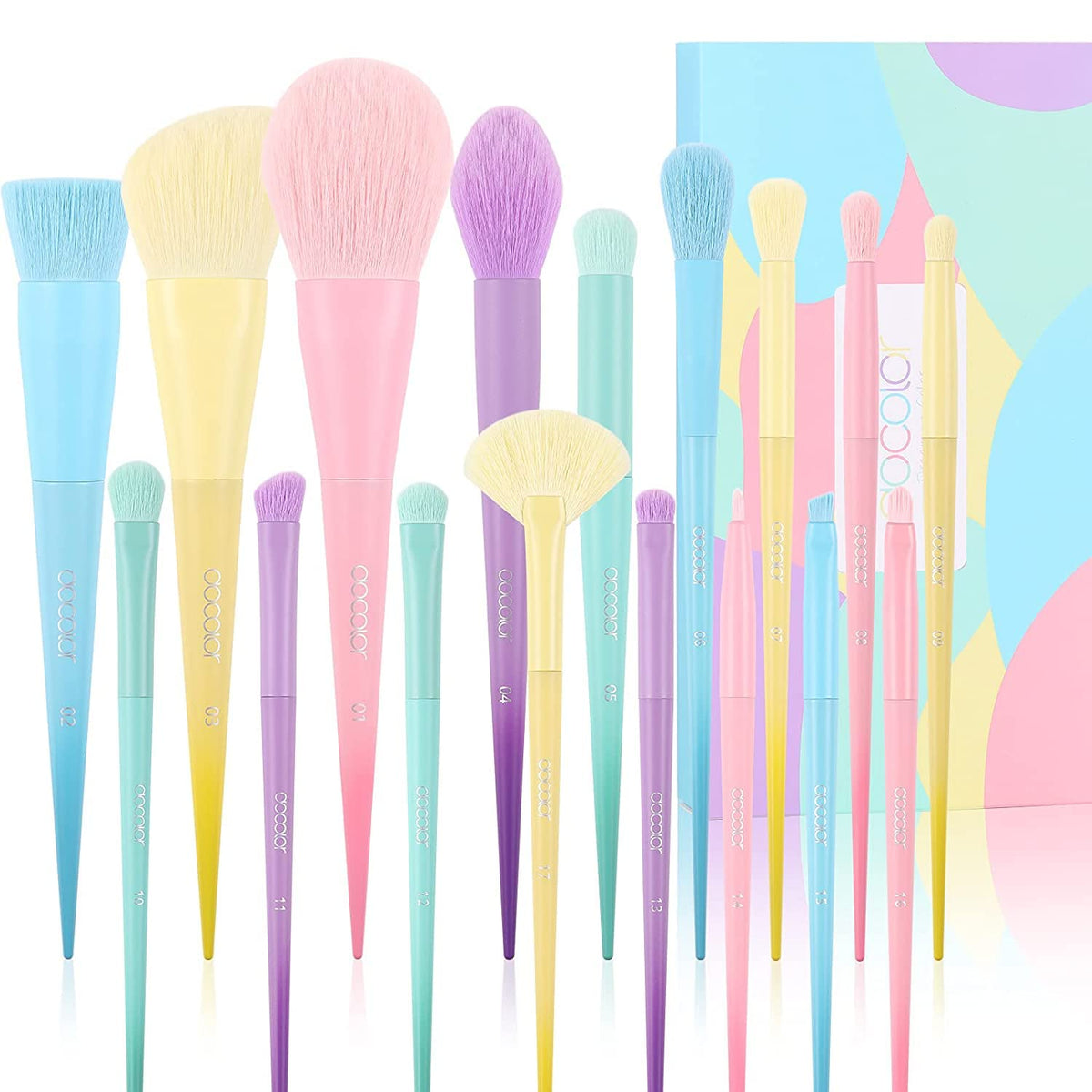 Docolor Makeup Brushes 17+2 Pcs with Makeup Bag and Makeup Sponge and Brush Protector Morandi Makeup Brush Set Premium Synthetic hair makeup brush Wooden handle Gift Box
