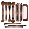 MAANGE 13 Pcs Foundation Makeup Brush Set With Bag, Make up Brushes, Double-End Multi Functional Makeup Brushes, Professional Face Brush Set Tools For Liquid Powder Concealer Cream Blush (Coffee)