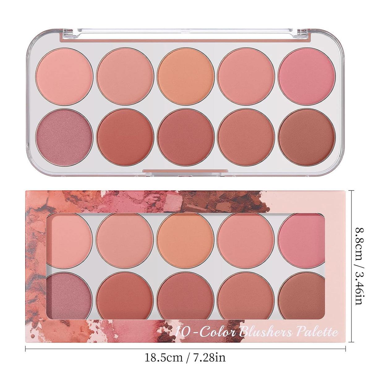 10-Color Blush Palette, Buildable Long-Lasting Powder Blush (01 SET)