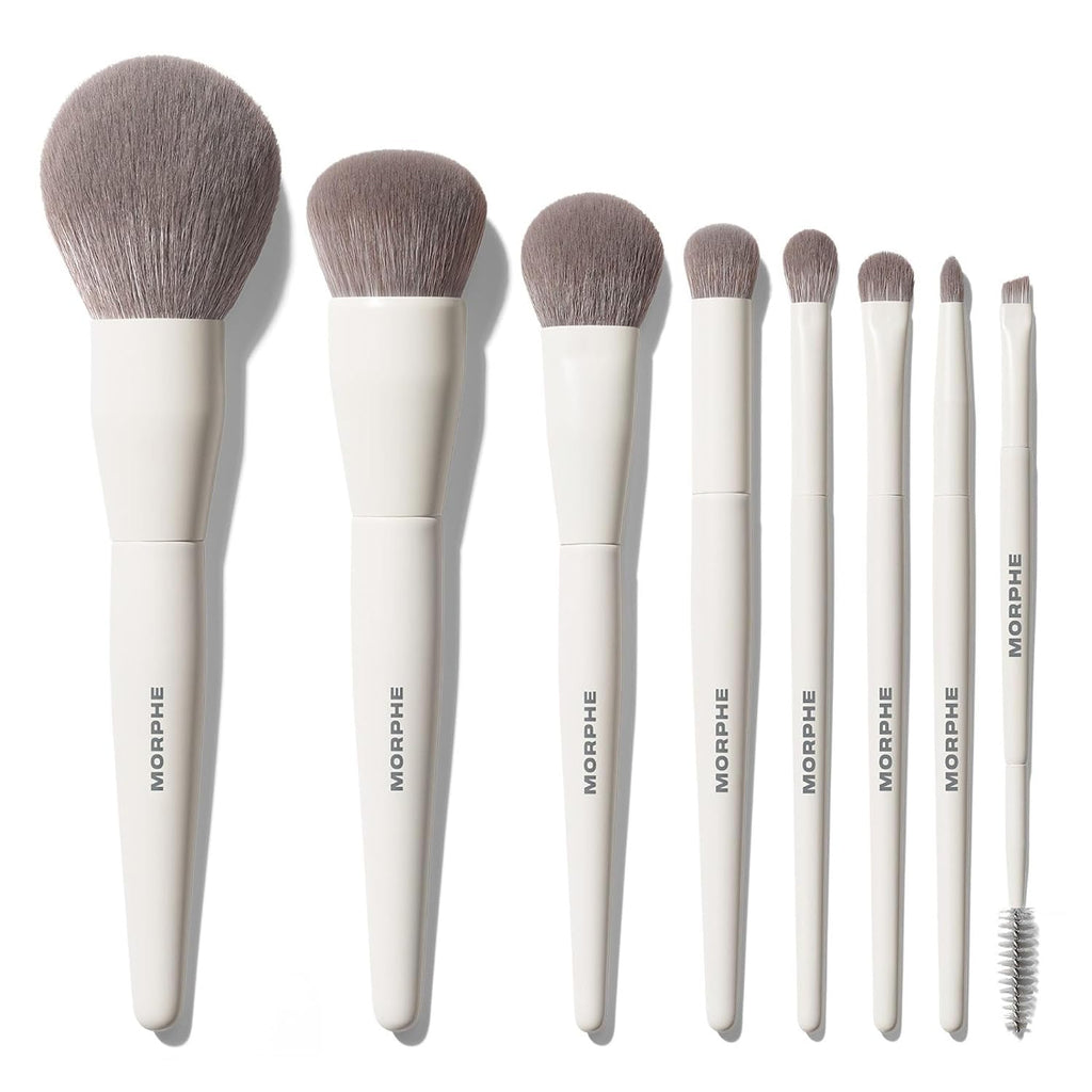 Morphe Best of Blends 8 Piece Makeup Brush Set - Face and Eye Makeup Brushes for Foundation, Concealer, Powder, Blush, Eyeshadow & Brows - Professional Brush Kit (8 ct)