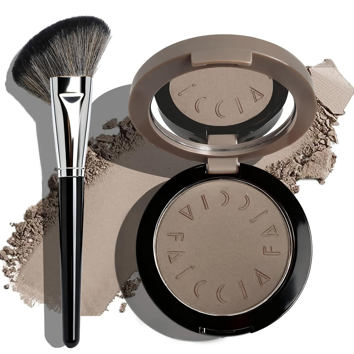 Cool Toned Contour Palette with Face Brush, Taupe Grey Contour Powder
