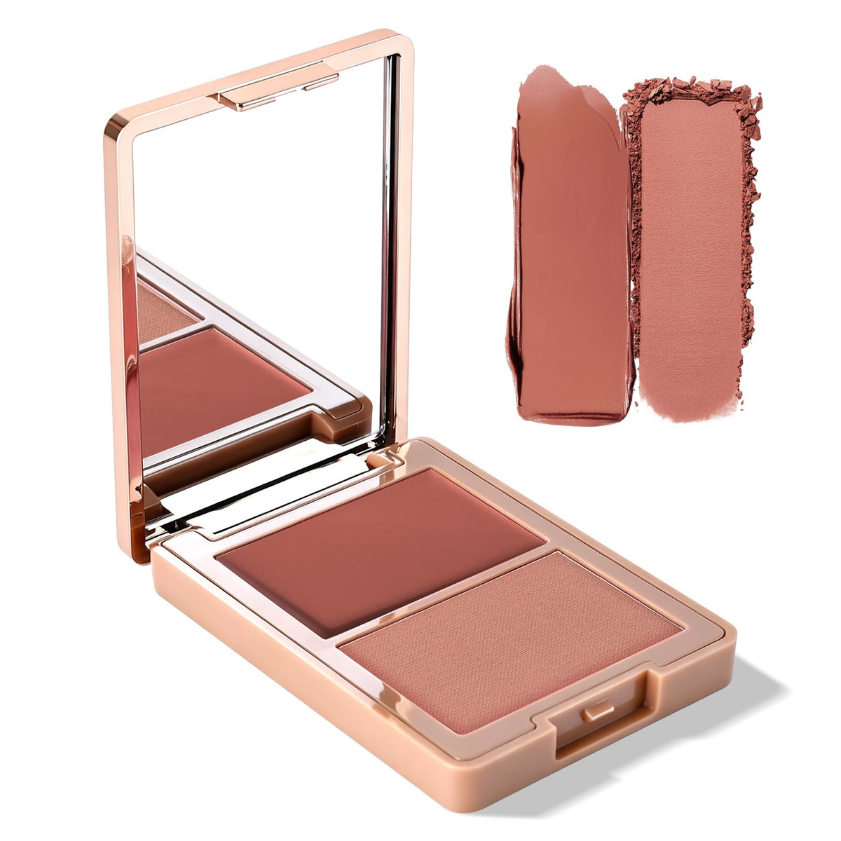 2 in 1 Plum Cream and Powder Blush Palette Duo(02 Cool Rose)