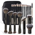 MAANGE 20 PCS Makeup Brush Set with Bag, Double-ended Kabuki Brush Foundation Contour Brush for Liquid Powder Concealer Eye Shadows Cream Cosmetics Blending Blush Face Makeup Tools with Case (Coffee)