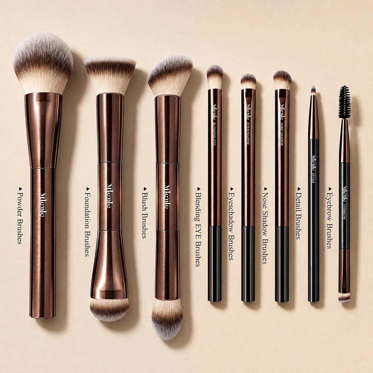 Mlemle Makeup Brushes Set, Double-End 8-Piece Professional Makeup Brush Kit