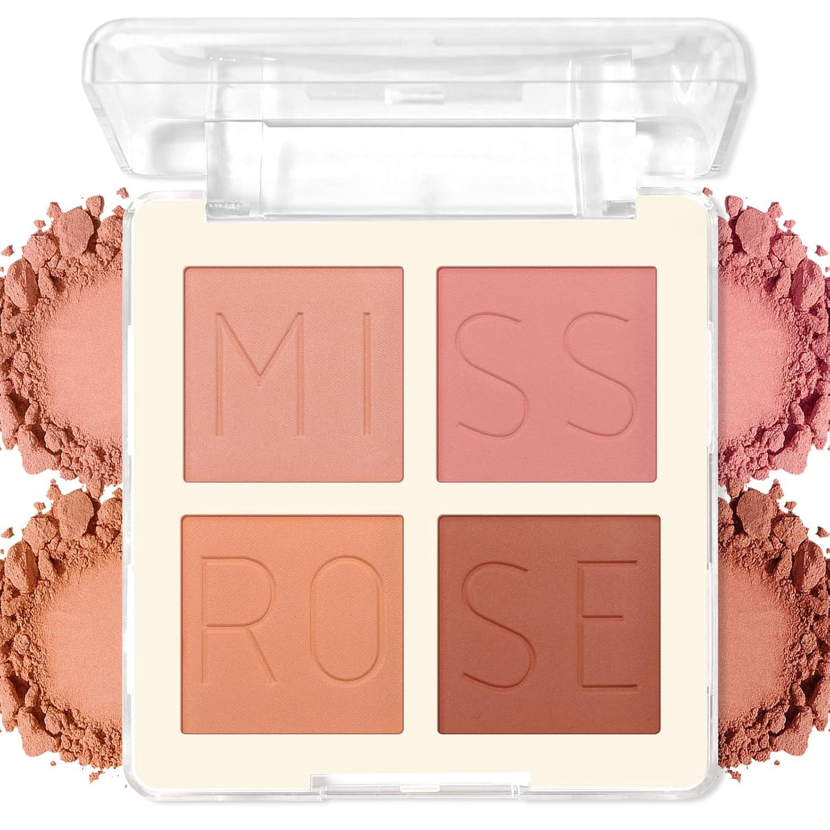 4 Colors Blush Palette, Matte Pressed Powder Blush for Cheeks, Highly Pigmented, Silky Smooth, Blendable and Long Lasting Face Blush for Daily Wear and Travel, 01 Pink Peach