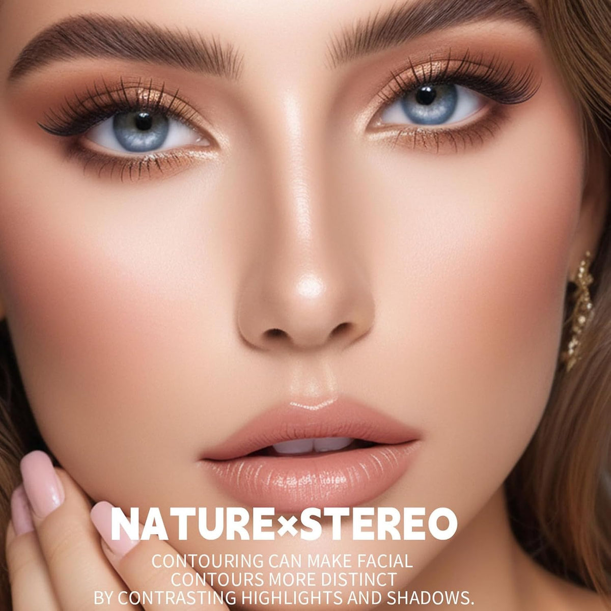 Cool Toned Contour Palette with Face Brush, Taupe Grey Contour Powder