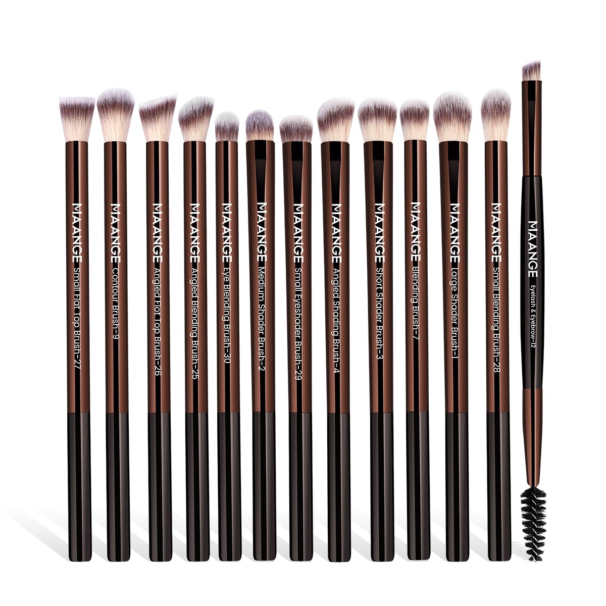 MAANGE 20 PCS Foundation Makeup Brush Set, Double-ended Kabuki Contour Brush for Liquid Powder Concealer Blending Blush Face Makeup Tools with Gift Box (Coffee)