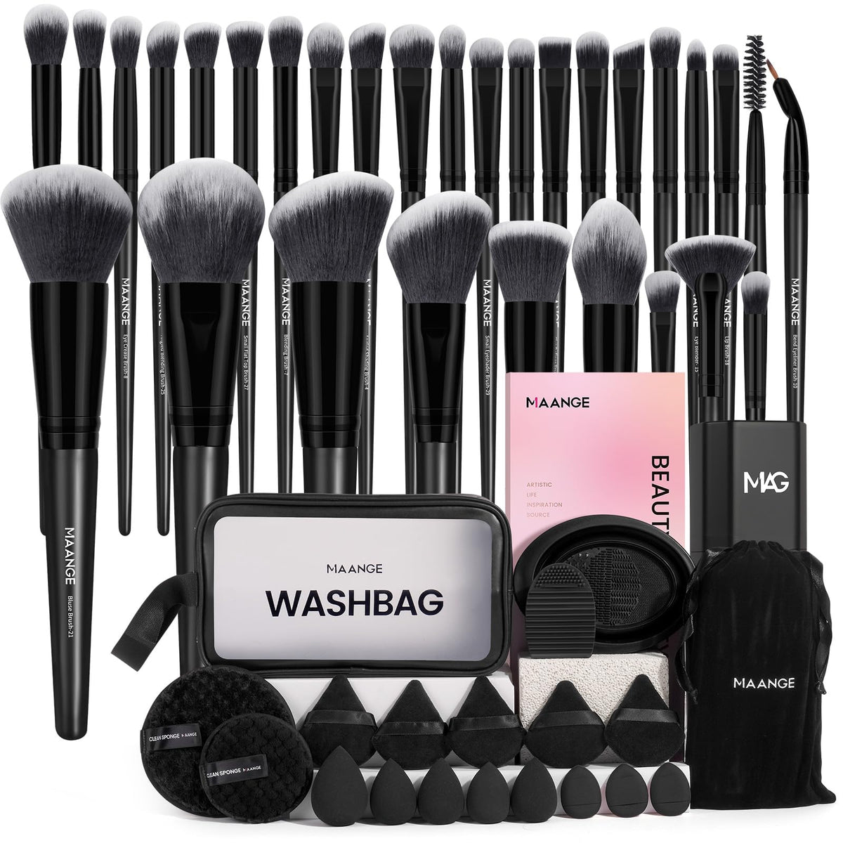 MAANGE Makeup Brush Set 51 PCS Professional Makeup Brushes Soft Foundation Powder Eyeliner Eye Shadow Makeup Brushes Set Travel Make up Brush Kit (Champagne)