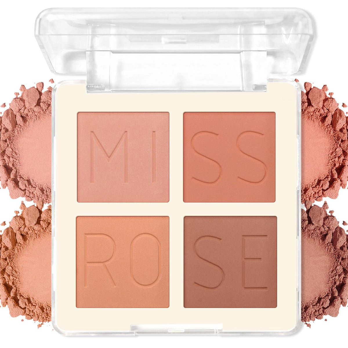4 Colors Blush Palette, Matte Pressed Powder Blush for Cheeks, Highly Pigmented, Silky Smooth, Blendable and Long Lasting Face Blush for Daily Wear and Travel, 01 Pink Peach