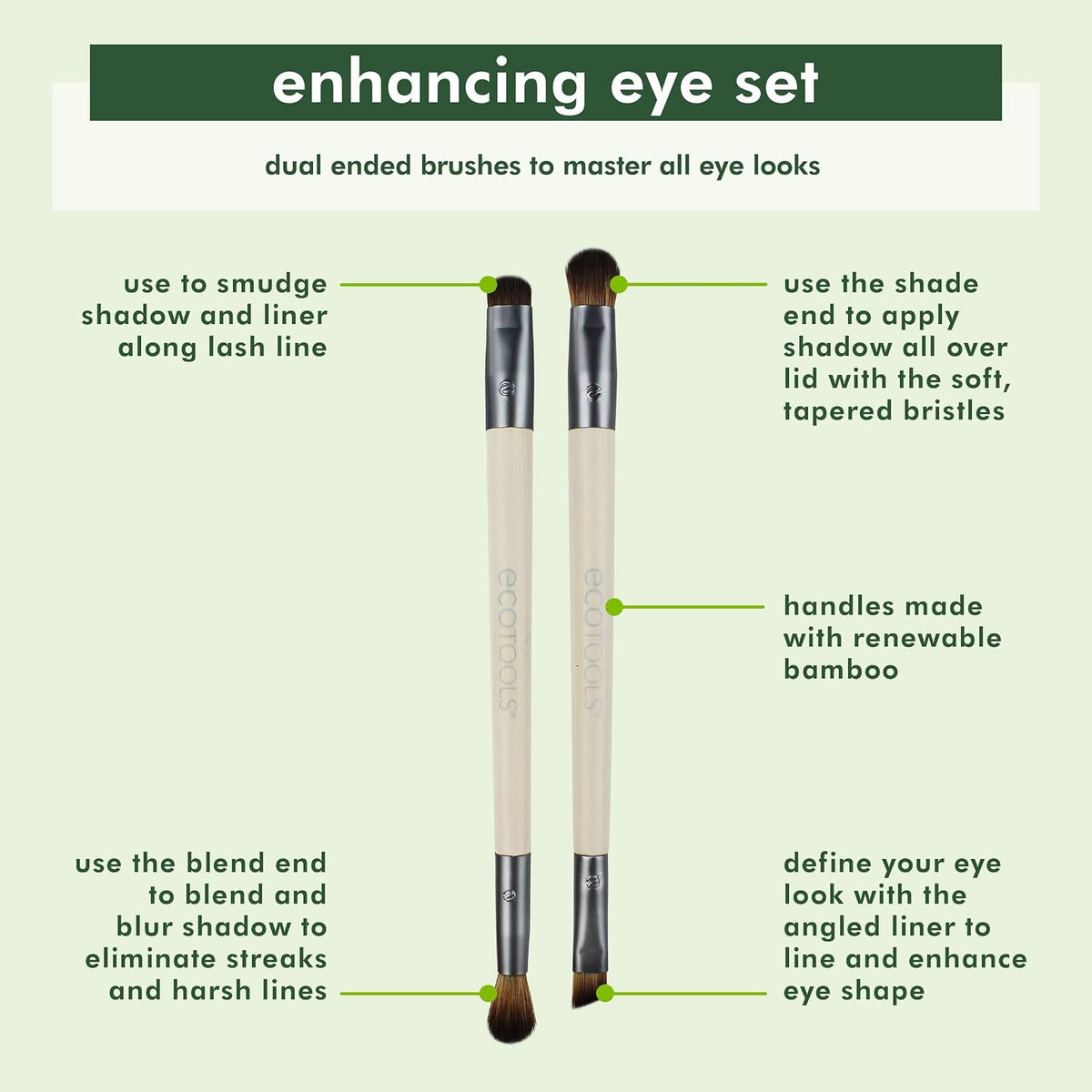 EcoTools Enhancing Eye Brush Set, Eye Makeup Brushes, 2 Piece