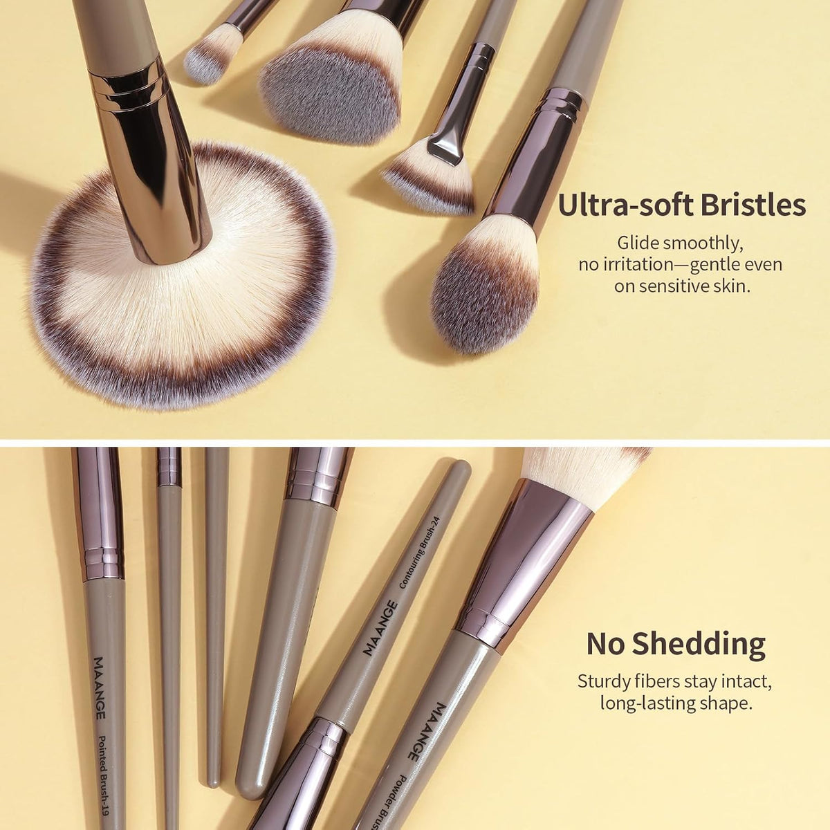 MAANGE Makeup Brush Set 51 PCS Professional Makeup Brushes Soft Foundation Powder Eyeliner Eye Shadow Makeup Brushes Set Travel Make up Brush Kit (Champagne)