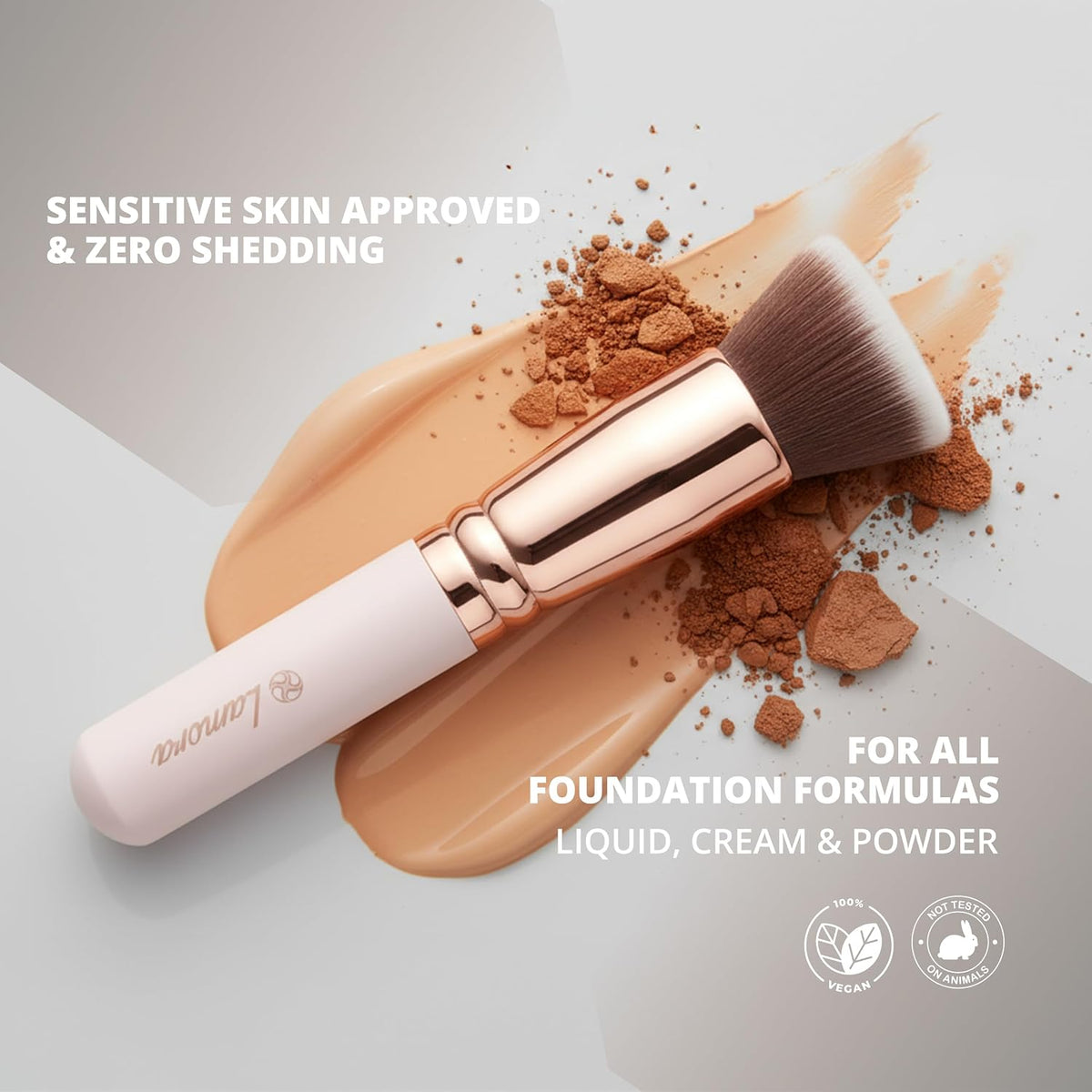 Lamora Flat Top Kabuki Foundation Brush - Liquid Cream Powder Face Brush