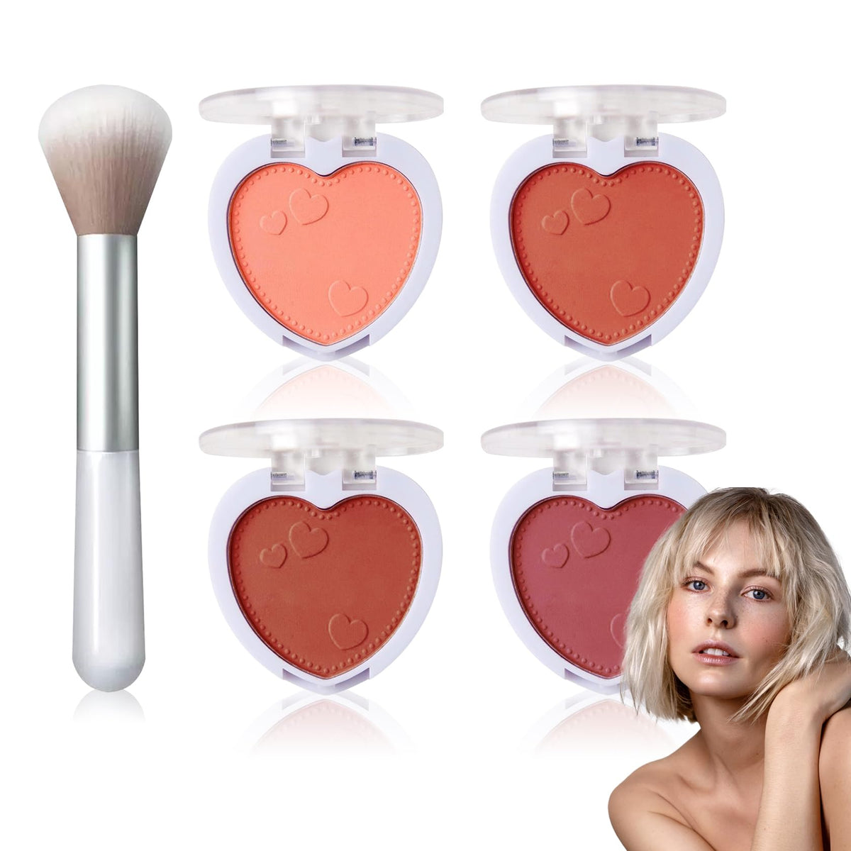 Cream Blush Stick with Brush,Waterproof Multi Cream Makeup Stick,Lightweight,Long-lasting,2 in 1 Multi Blush for Cheeks & Lip Tint & Eyeshadow Makeup(#01 Milk Tea Pink)