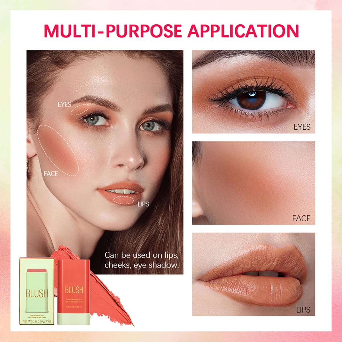 FYEBOO Multi-Use Makeup Blush Stick, Cream Blush Stick (1#Shy Pink)