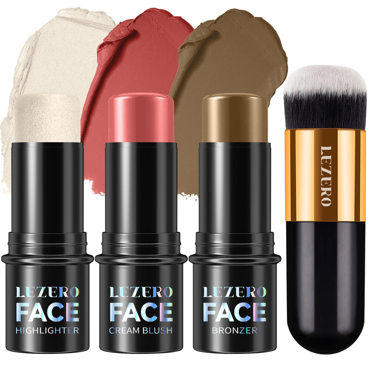 3Pcs Contour Stick Kit,Shades with Highlighter Blush Bronzer, LIGHT MEDIUM