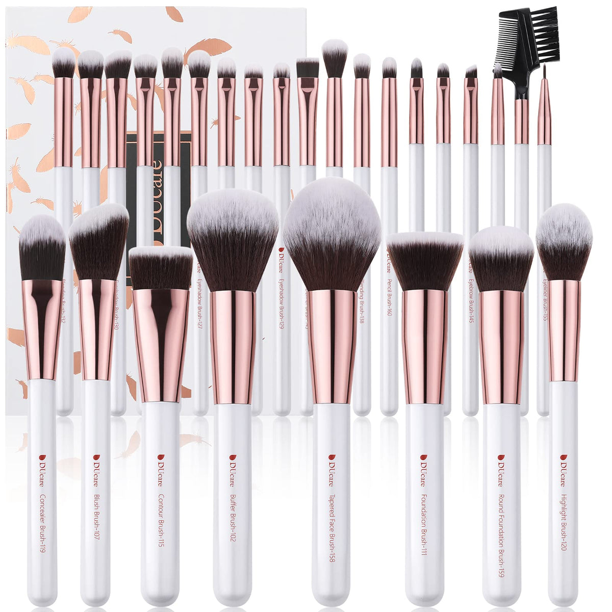 DUcare Professional Makeup Brushes Set 27Pcs Makeup Brush Set Premium Synthetic Kabuki Foundation Blending Face Powder Blush Concealers Eye Shadows Brushes